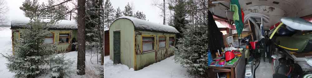 Train wagon in use as a summer cottage in Haukivuori