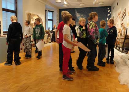  listening, looking and exploring colorful artworks