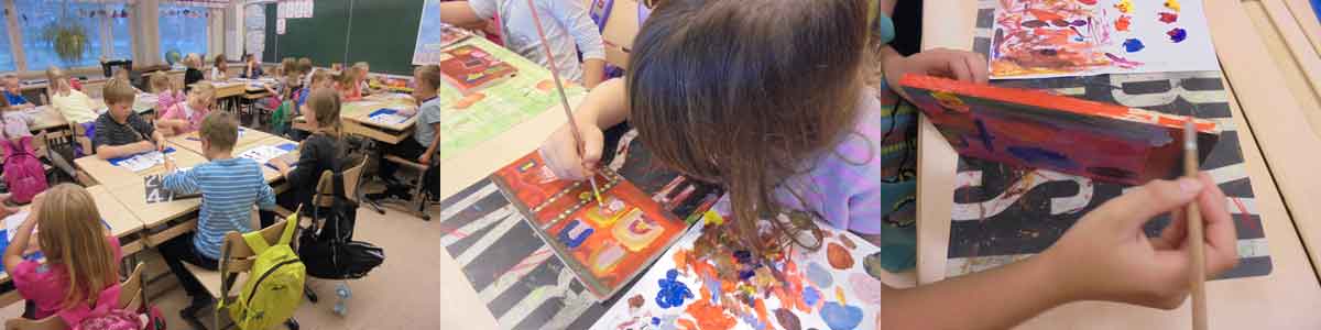 painting a log train with many wagons