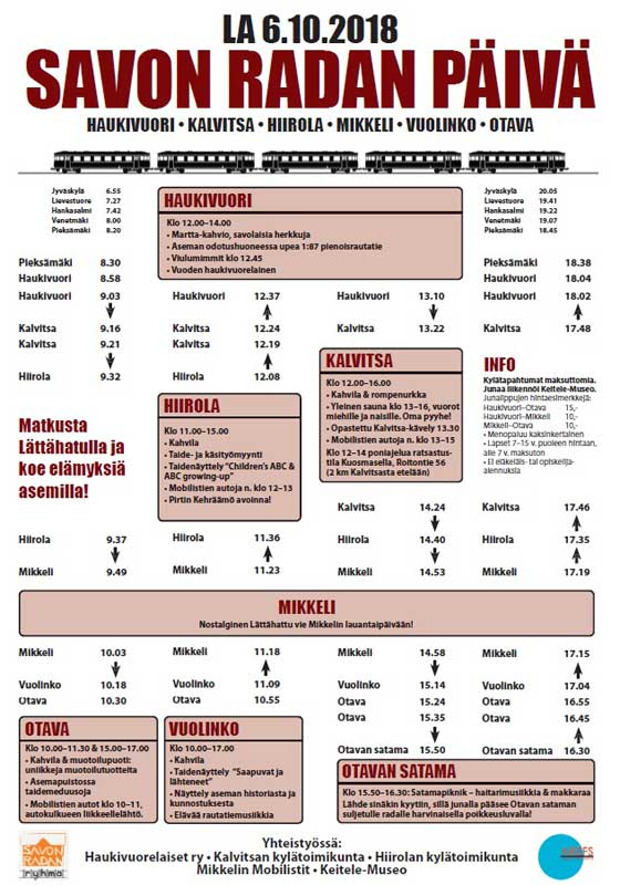 savon-radan p�iv� 2018 schedule